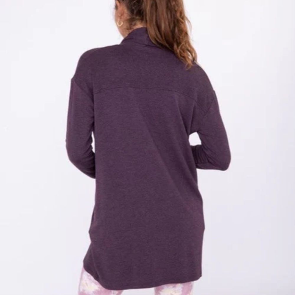 NWT Longline Open-Front Cardigan with Back Yoke Purple - Picture 4 of 4
